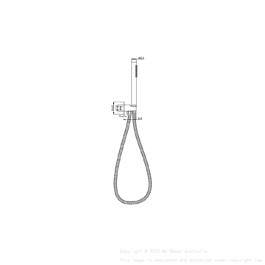 Tube Hand Shower On Wall Outlet Bracket  Gun Metal