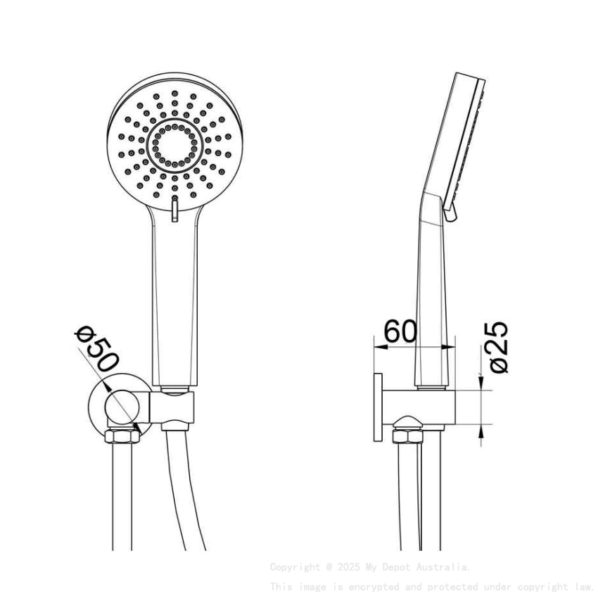 Maya Round Brass Hand Shower On Wall Bracket Chrome