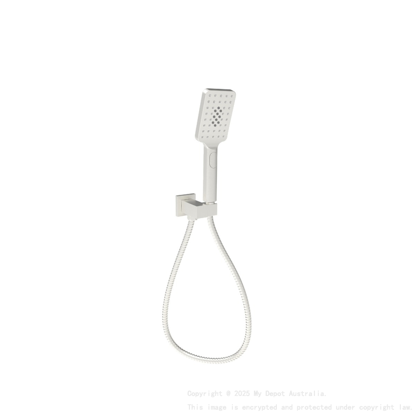 Eden Square Hand Shower On Wall Outlet Bracket Brushed Nickel