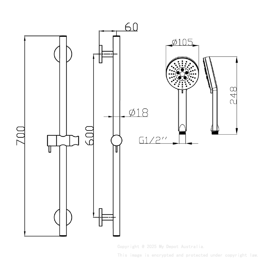 Otus Sliding rail shower set Chrome