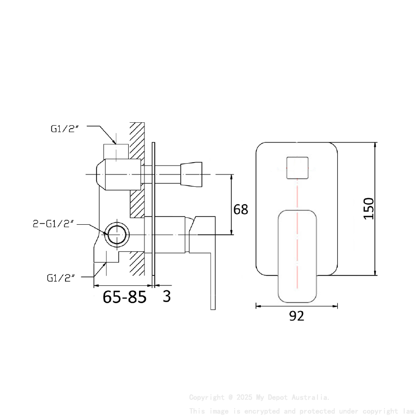 Nova Wall Mixer with Diverter Chrome