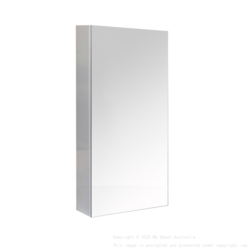 390MM Pencil Mirror Gloss White 2PAC MDF 1/DR Shaving Cabinet