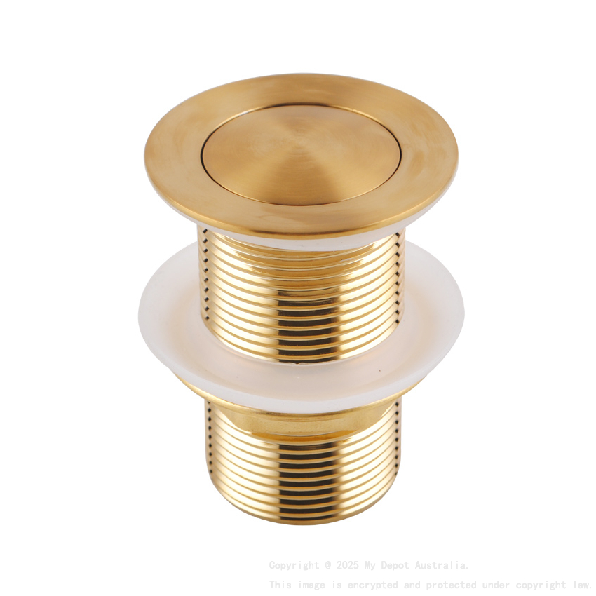 Brushed Yellow Gold32/40mm Solid Brass Basin Pop Up Waste with NO Overflow