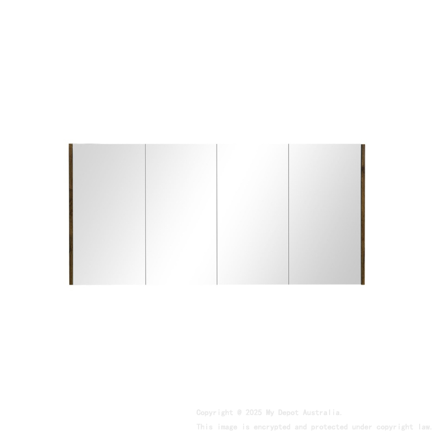 1500mm Pencil Mirror Dark Oak MDF 4 Doors Shaving Cabinet