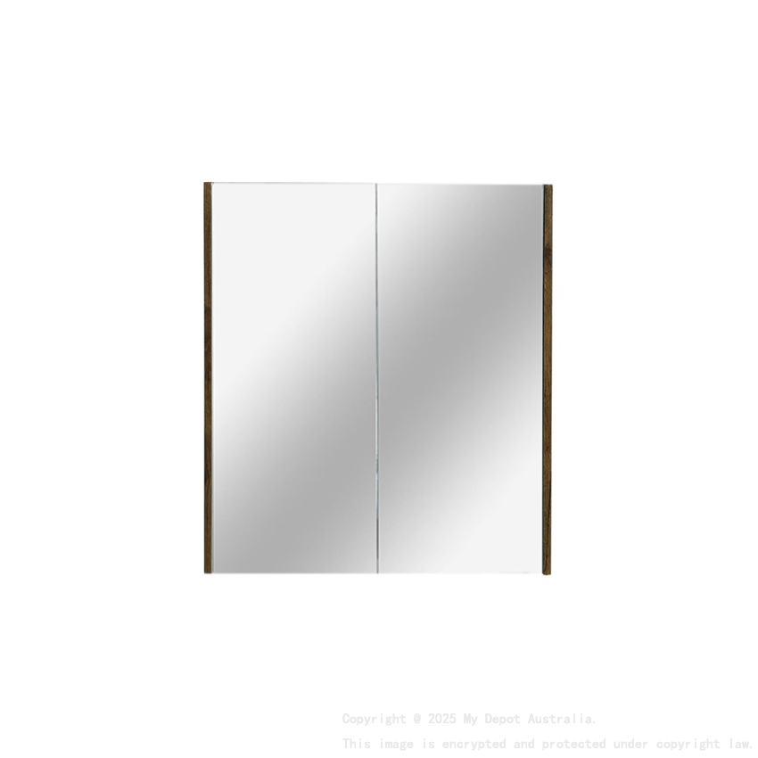 600mm Pencil Mirror Dark Oak MDF 2 Doors Shaving Cabinet