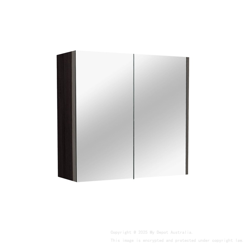 750mm Pencil Mirror Dark Grey MDF 2 Doors Shaving Cabinet