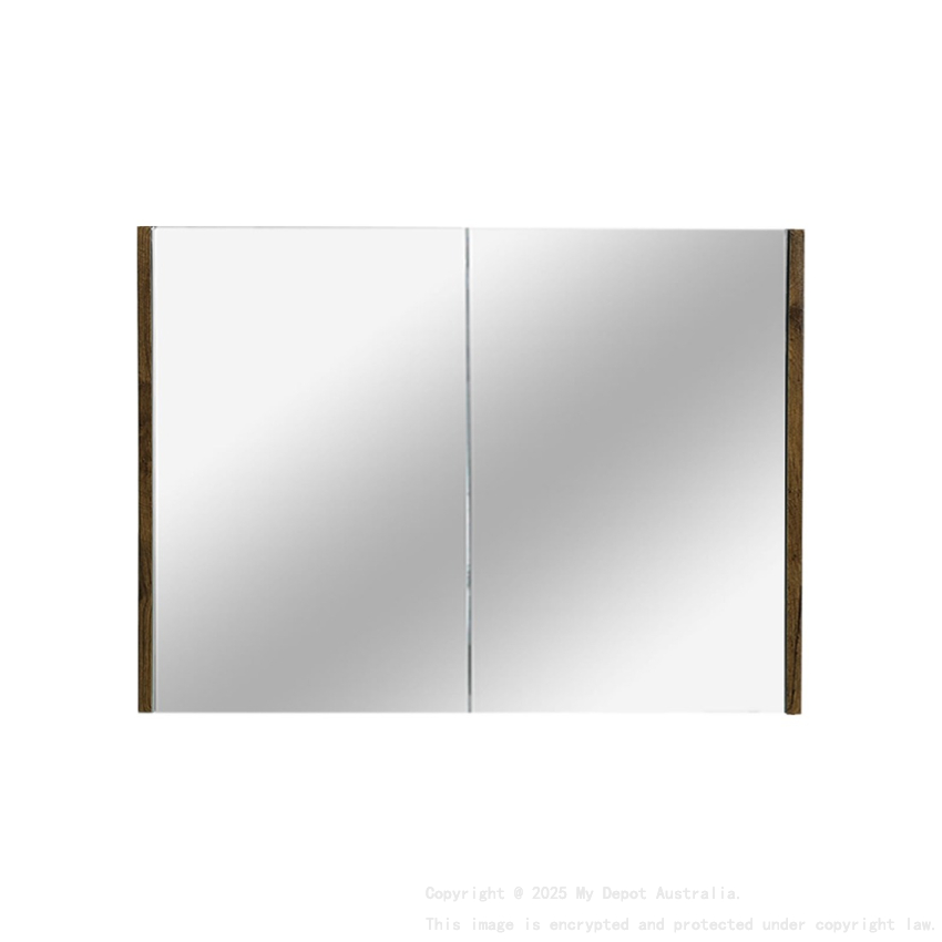900mm Pencil Mirror Dark Oak MDF 2 Doors Shaving Cabinet