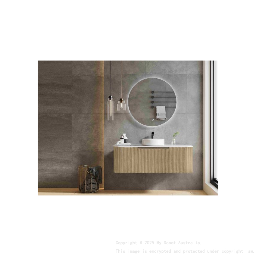 1200*460*400mm Bur Oak Round Edge Grooved Wall Hung Vanity Cabinet Only Soft Closed Single Drawer