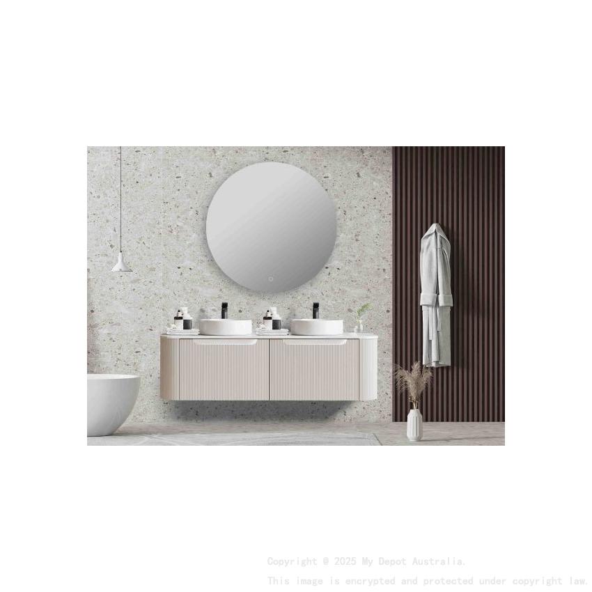 1500*460*400mm Matt White Round Edge Grooved Wall Hung Vanity Cabinet Only Soft Closed Double Drawer