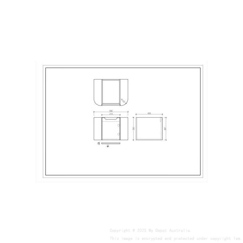 600*460*400mm Matt White Round Edge Grooved Wall Hung Vanity Cabinet Only Soft Closed Single Drawer