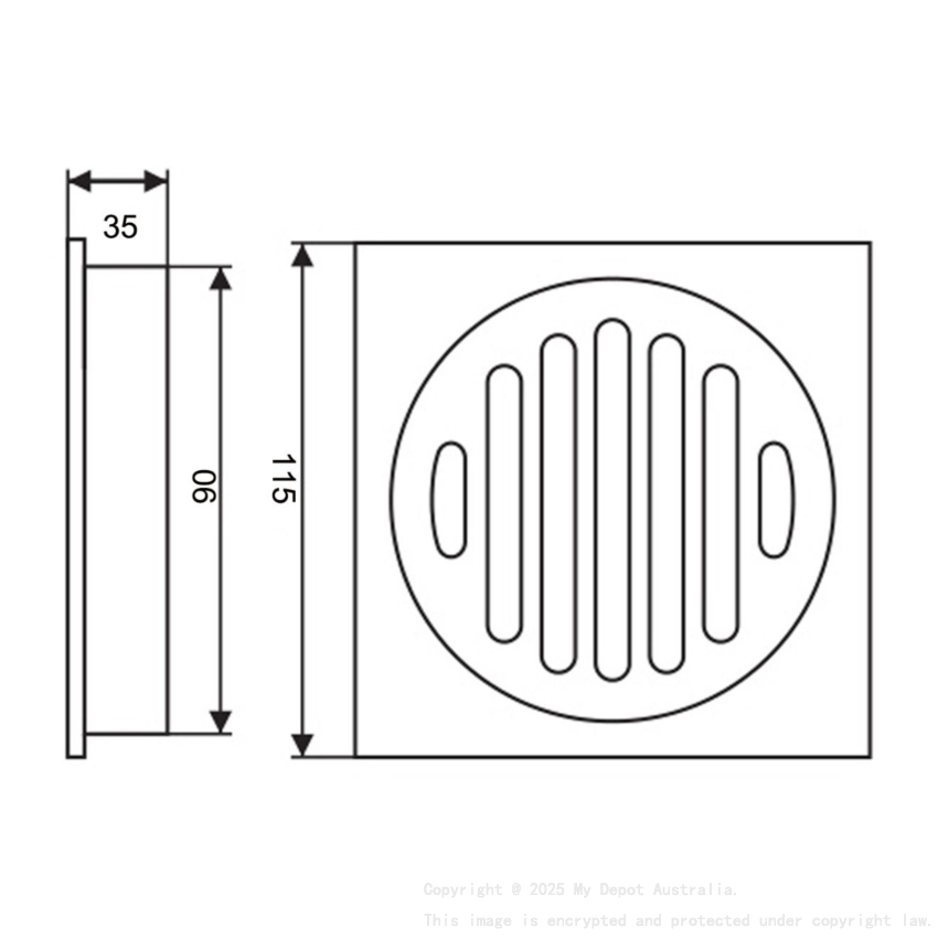 Nana 115x115mm Brass Black Smart Tile Insert Floor Waste Shower Grate Drain