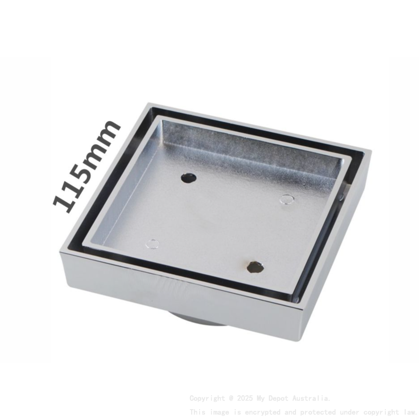 Nana 115x115mm Brass Chrome Smart Tile Insert Floor Waste Shower Grate Drain