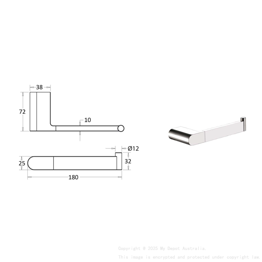 180mm Chrome Flores Toilet Roll Holder Brass