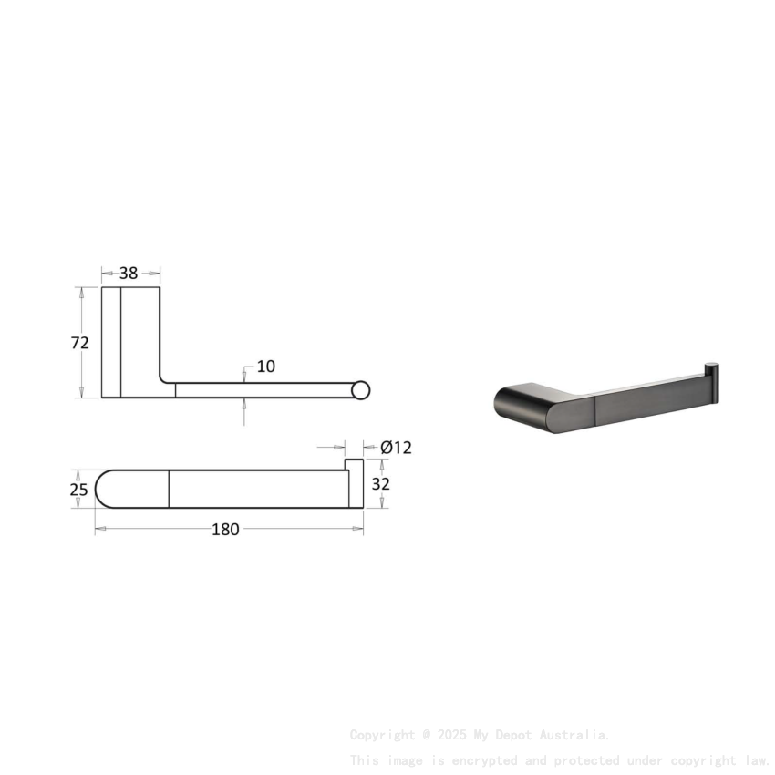 Flores Toilet Roll Holder Gunmetal