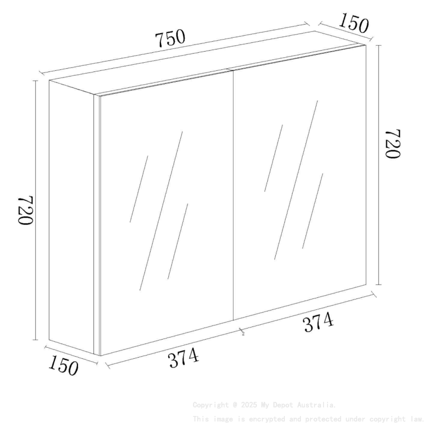 750*150*720mm Pvc White Shaving Cabinet Two Doors