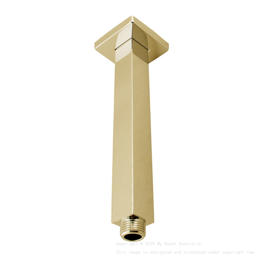 Cavallo Brushed Yellow Gold Square Ceiling Shower Arm 200mm