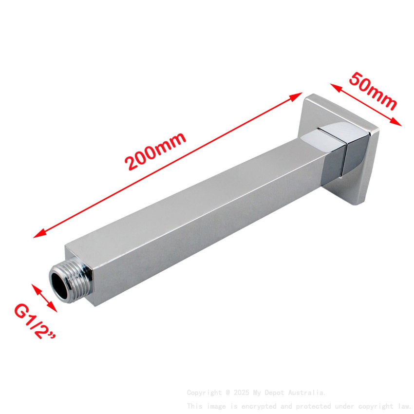 Cavallo Gun Metal Grey Square Ceiling Shower Arm 200mm