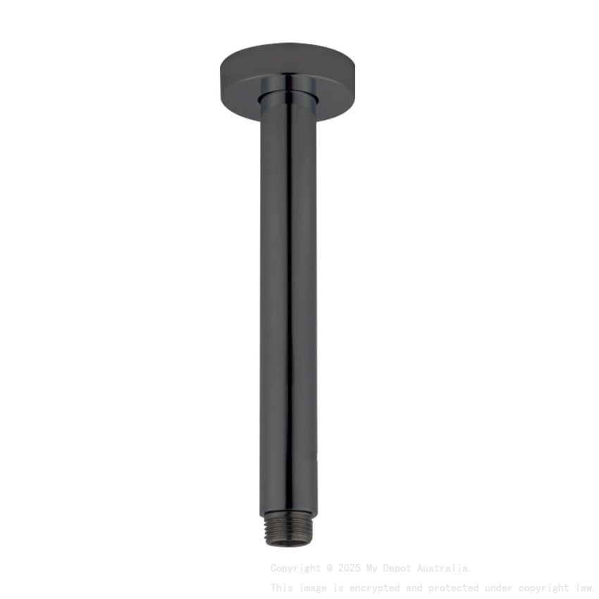 Pentro Gun Metal Grey Round Ceiling Shower Arm 200mm