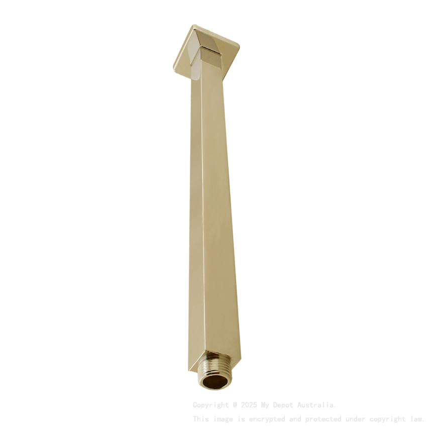 Cavallo Brushed Yellow Gold Square Ceiling Shower Arm 400mm