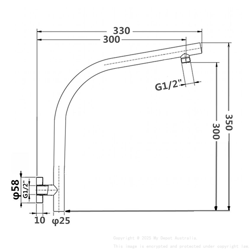 Pentro Brushed Nickel Wall Mounted Shower Arm