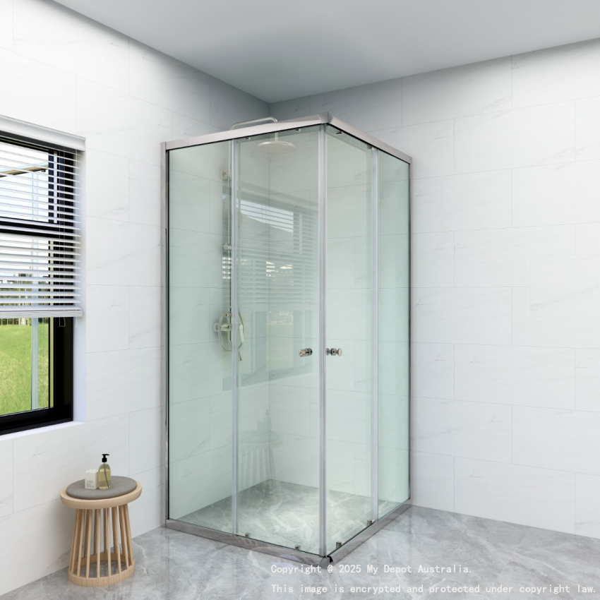 6mm Corner Semi Framed Shower Screens, L Shape, Double Slider
