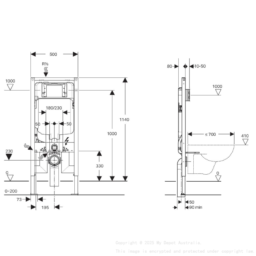 Frame In Wall Cistern For Wall Hung Pan