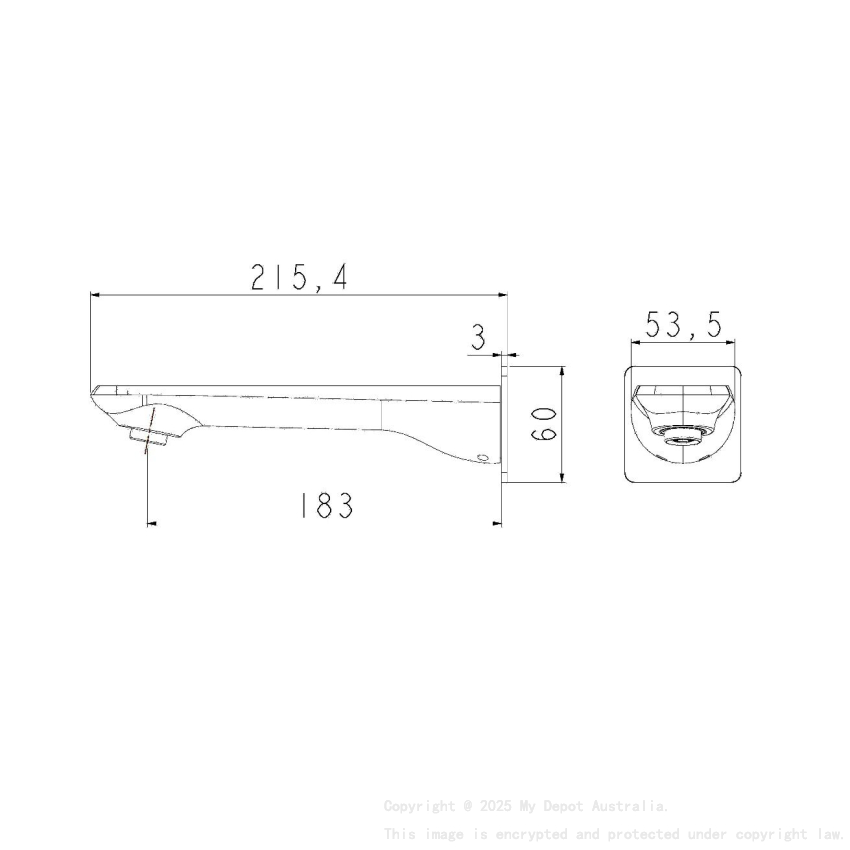 Esperia Chrome & Matte Black Wall Bath / Spout