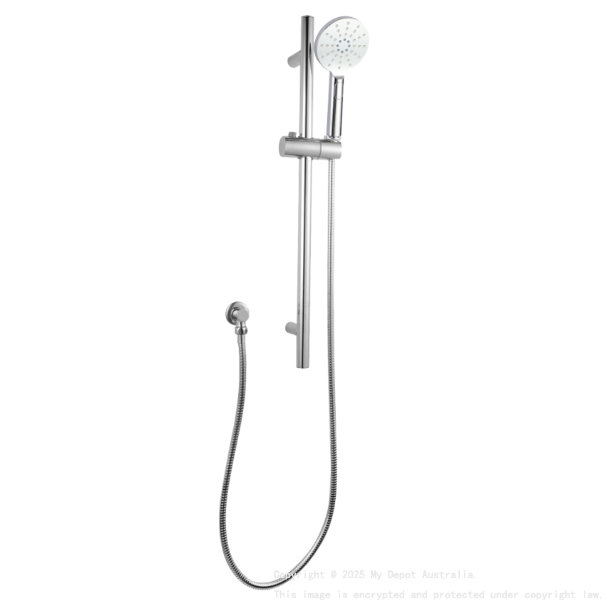 Pentro Chrome Round Handheld Shower Rail Set