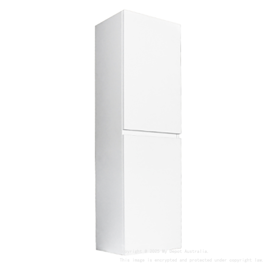 1350MM Gloss White MDF Tall Boy Bathroom Cabinet 2 Doors