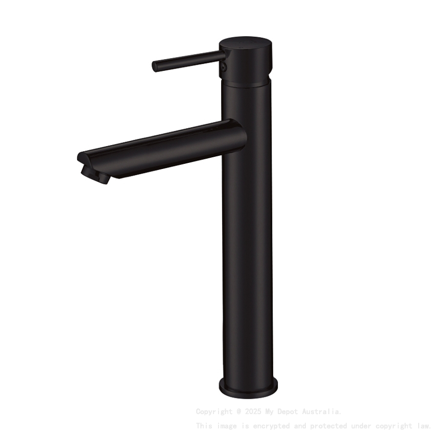 Pentro Matte Black Round Tall Basin Mixer