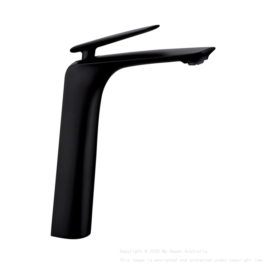 Bellino Solid Brass Matte Black Tall Basin Mixer