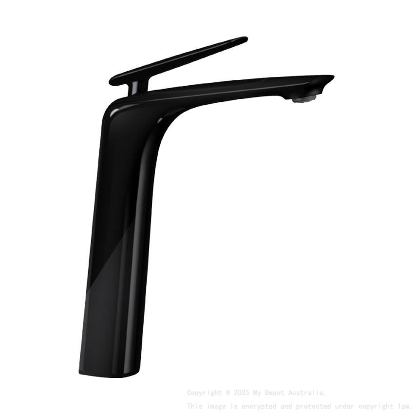 Bellino Solid Brass High Gloss Black Tall Basin Mixer