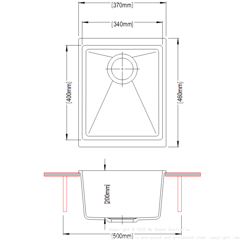 370*460*200mm Carysil White Single Bowl Granite Kitchen/Laundry Sink Top/Flush/Under Mount