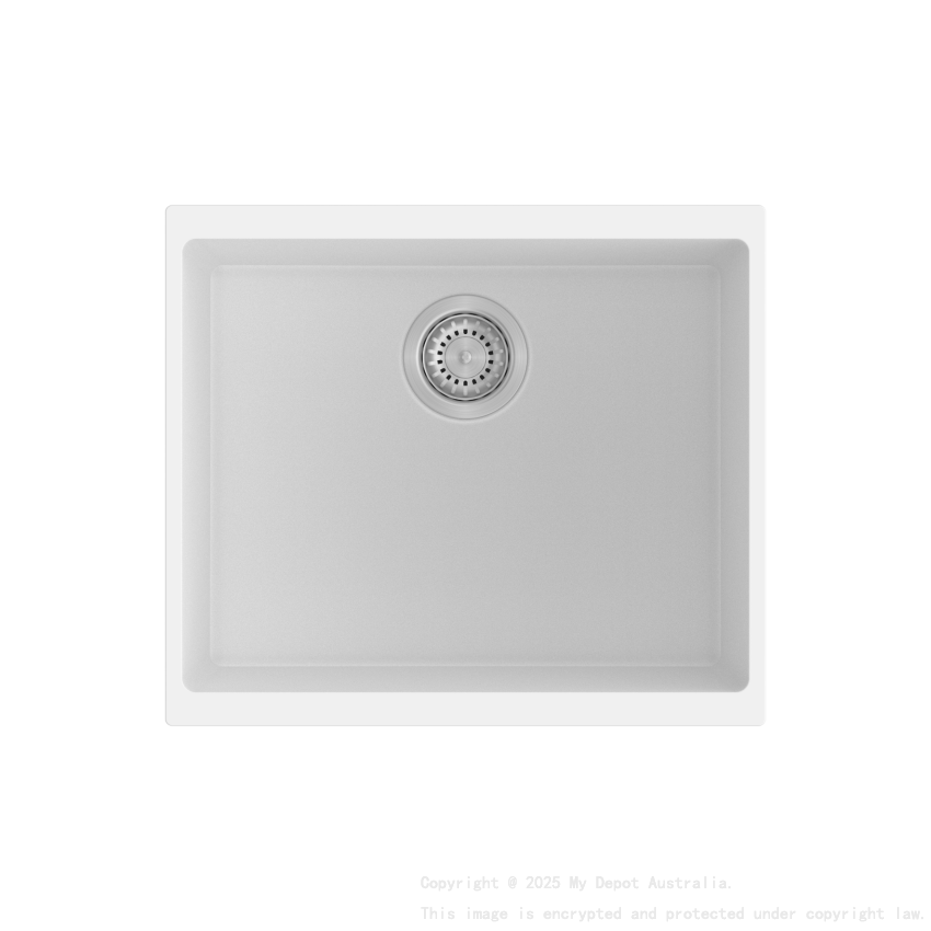 530*460*200mm Carysil White Single Bowl Granite Kitchen/Laundry Sink Top/Flush/Under Mount