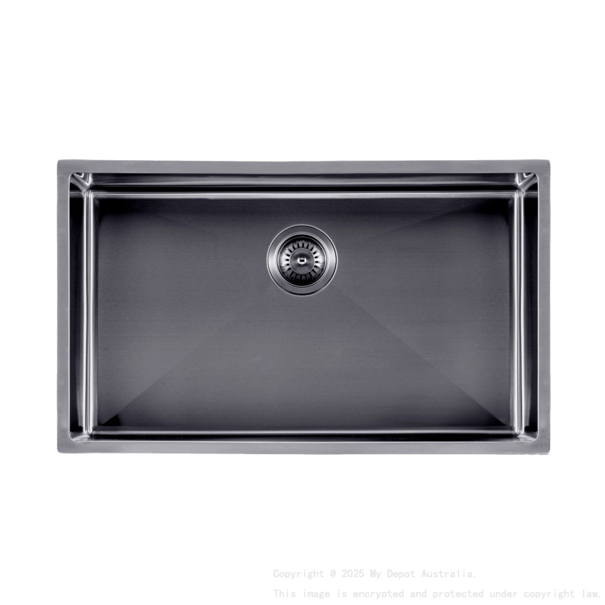 304 Stainless Steel Gun Metal Grey PVD Coating Single Bowl Kitchen Sink(Round Edges,with Bottom Tray)762*457*254mm