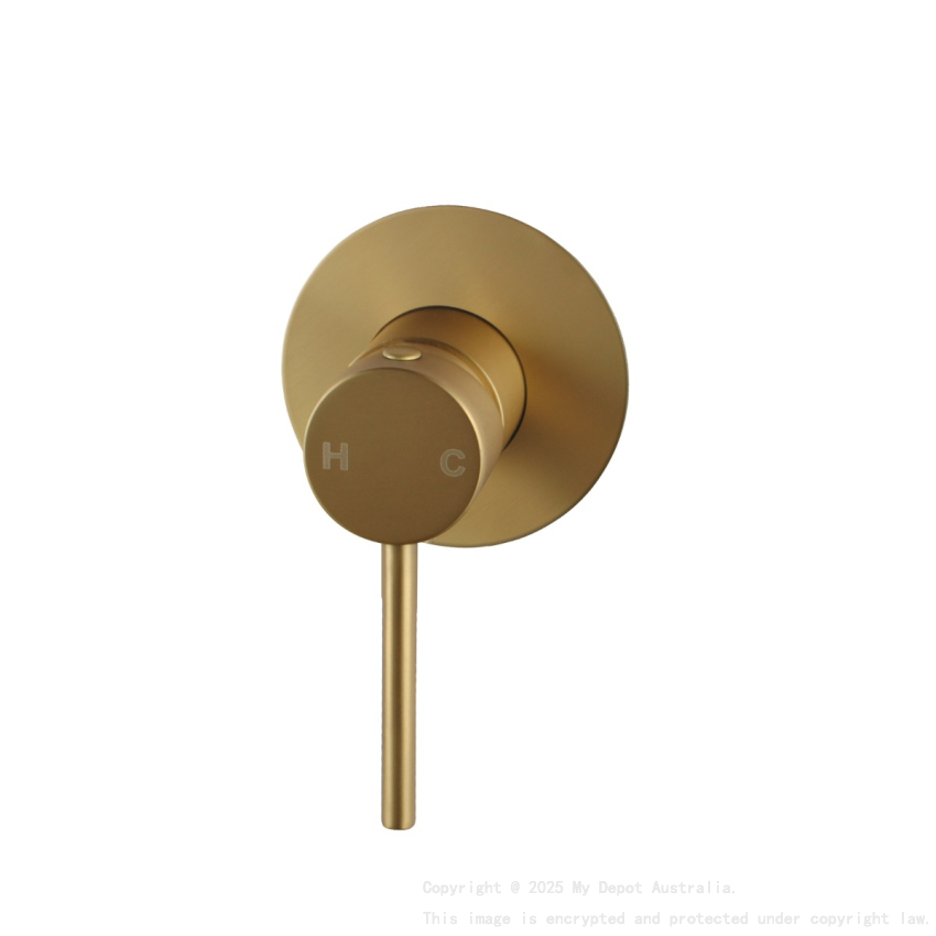 Pentro Brushed Yellow Gold Round Shower Mixer Tap with 65mm Cover plate