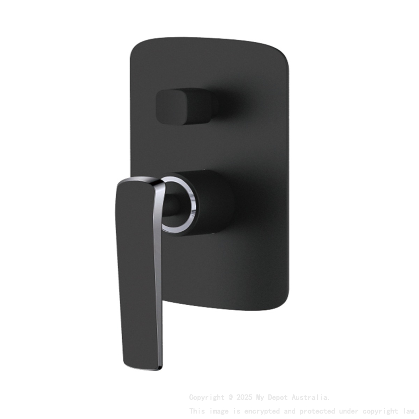 Esperia Chrome & Matte Black Wall Mixer with Diverter