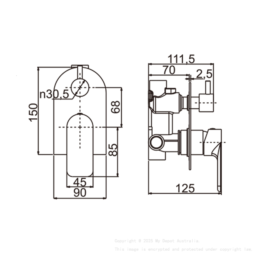 Persano Chrome Mixer Diverter
