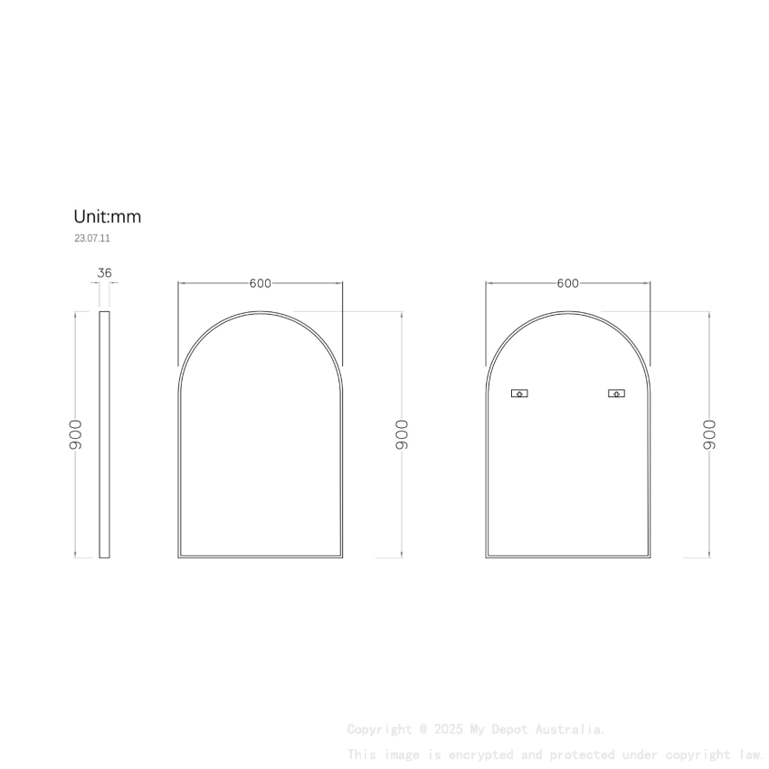 600mm Bronze Framed Bathroom Arch Mirror