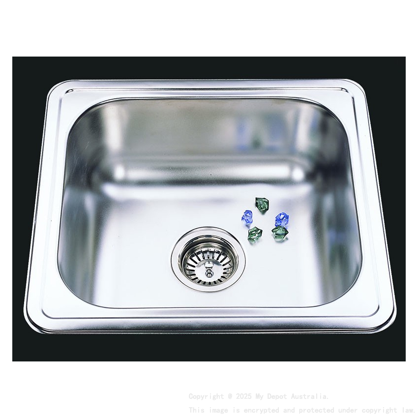 490 x 440mm Chrome Single Bowl Sink 304 Stainless Steel