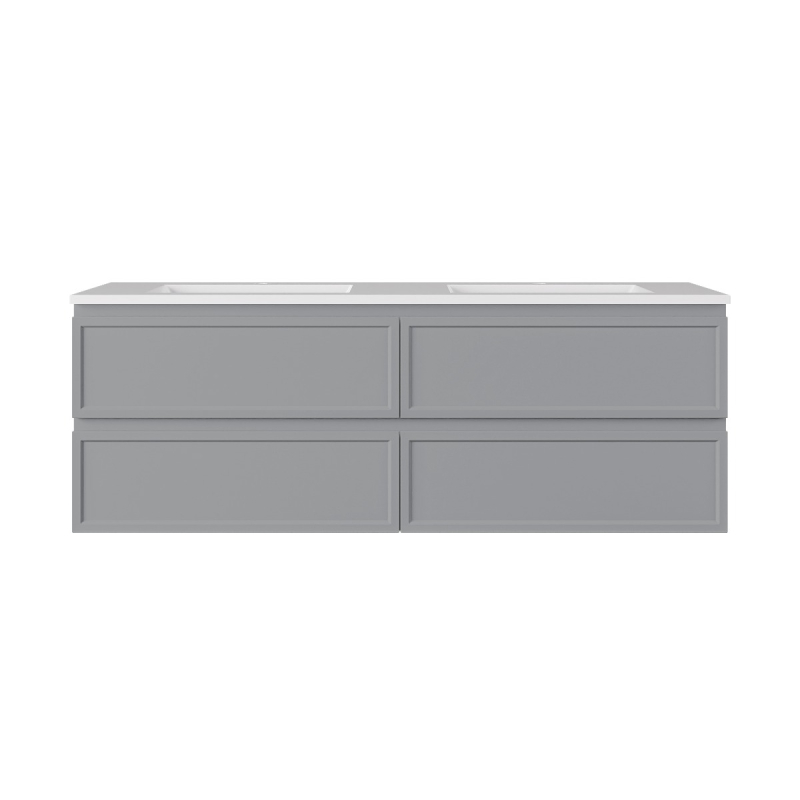 1490*455*500mm Matte Grey New Hamilton Federation Slim Wall Hung Cabinet For Single Bowl And Double Bowl