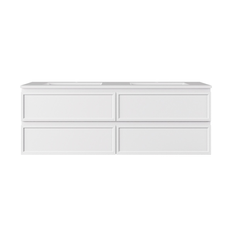 1490*455*560mm Matte White Hamilton Federation Wall Hung PVC Cabinet For Double Bowl 