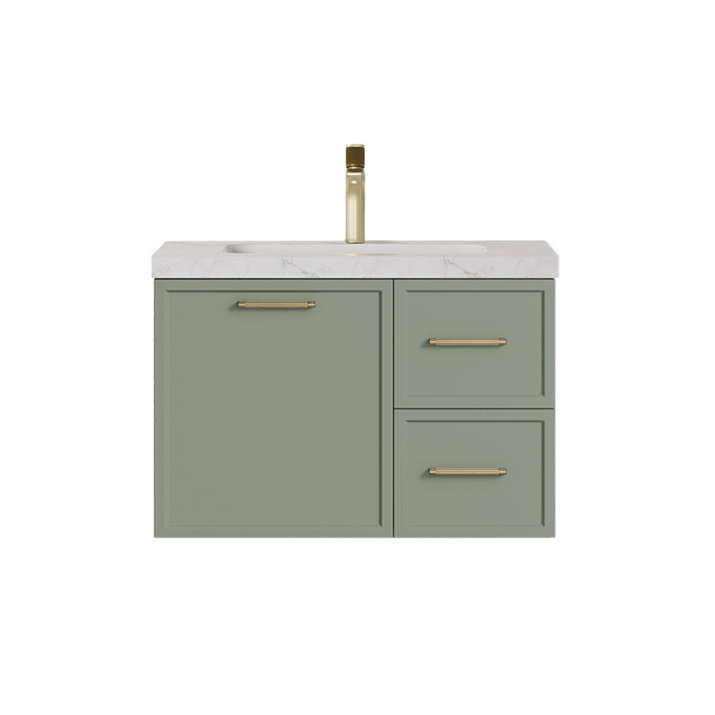 740*455*480mm Kingsley Federation Olive Green Wall Hung PVC Cabinet Right Hand Drawers