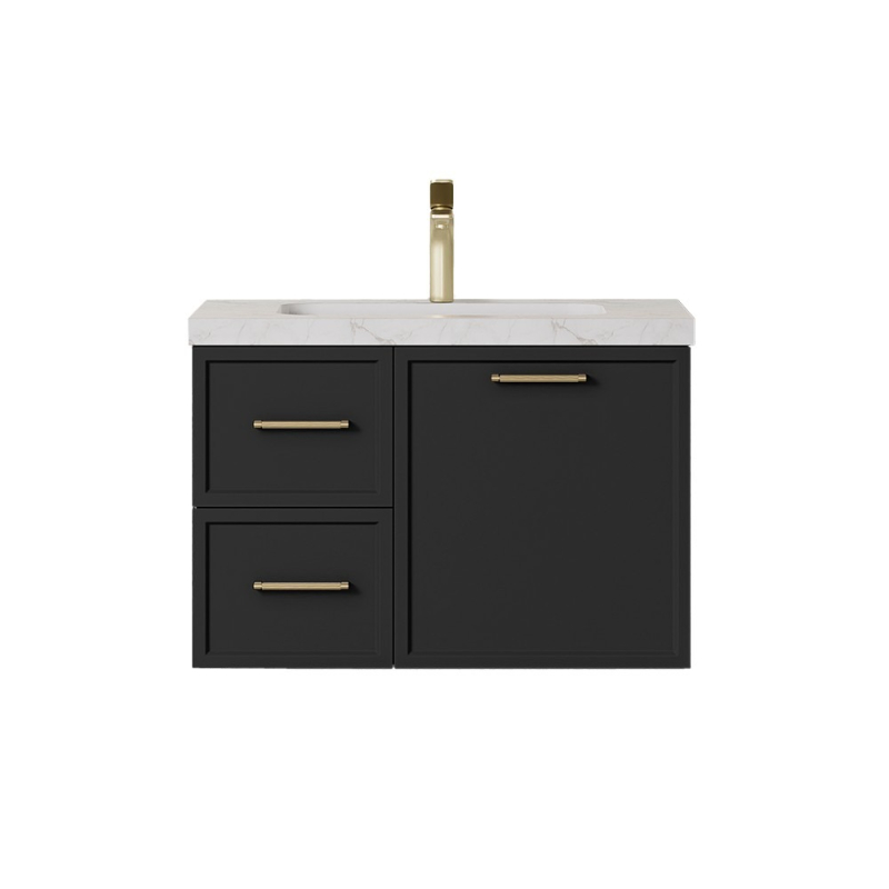 740*455*480mm Kingsley Federation Matte Black Wall Hung PVC Cabinet Left Hand Drawers