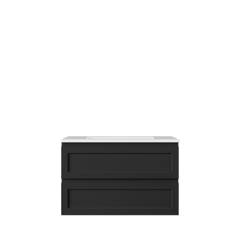 740*360*560mm Matte Black Archill Federation Wall Hung Ensuite PVC Cabinet Left Hand Drawer
