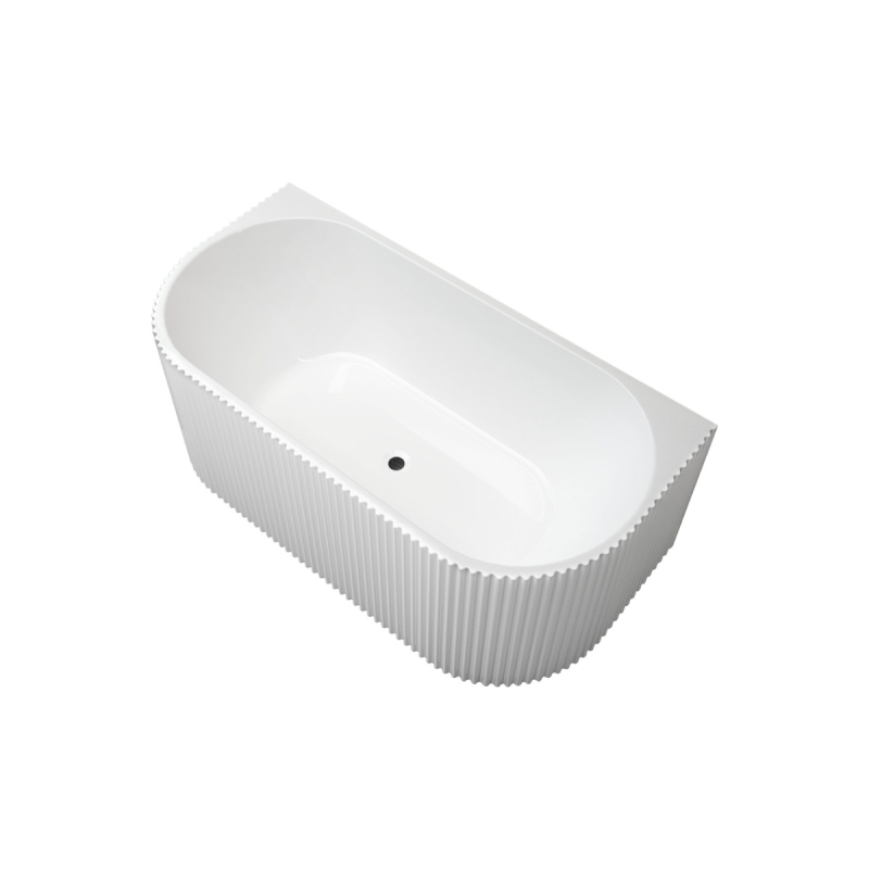 1500mm Kiama Grooved Gloss White Back to Wall FlutedBathtub 