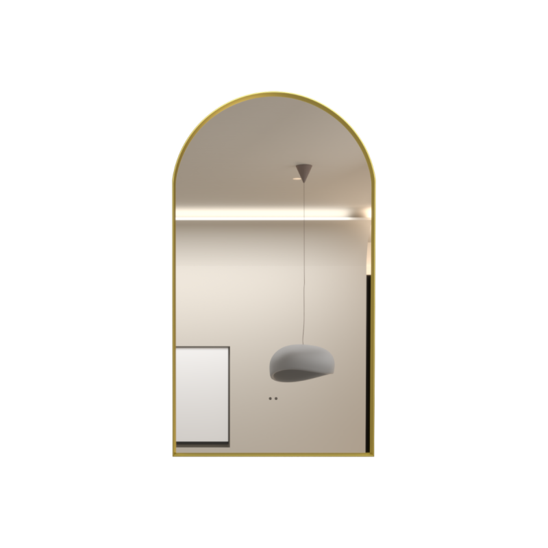 500x900mm Brushed Gold Framed Arch 3 Color Backlit LED Mirror(Touchless Sensor Switch)