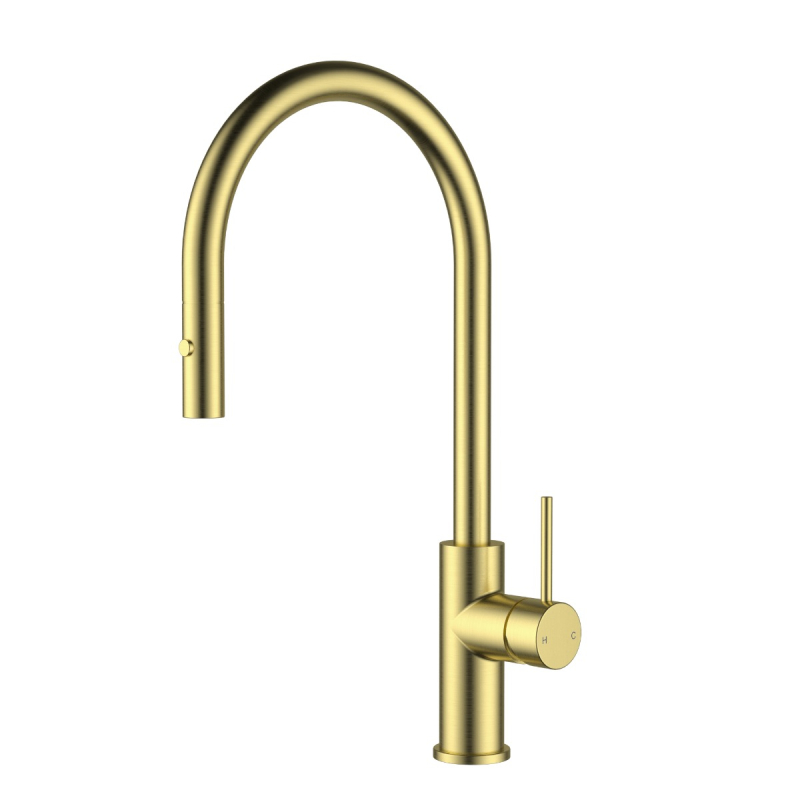 Otus Slimline SS Gooseneck Pull-Out Sink Mixer Brushed Gold