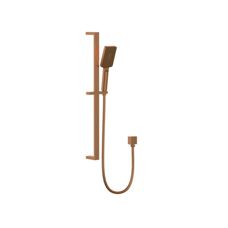 Eckig Brass Brushed Bronze Square Sliding Rail Shower 3 Spray Function Hand Shower Head