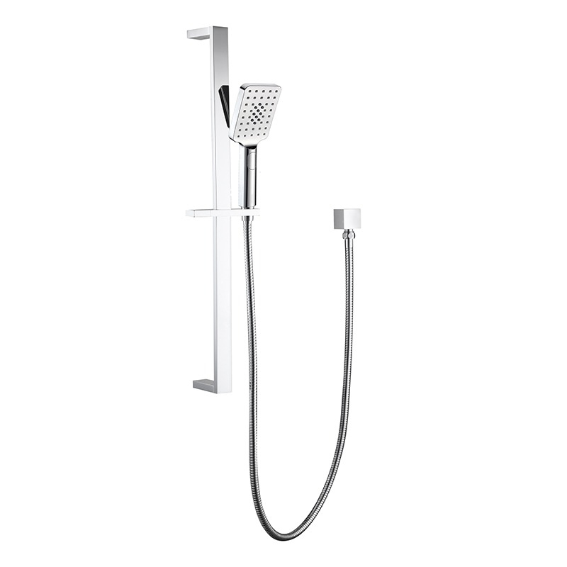 Eckig Brass Chrome Sliding Rail Shower 3 Spray Function Hand Shower Head